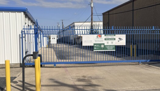 Entrance gate to drive-up storage units