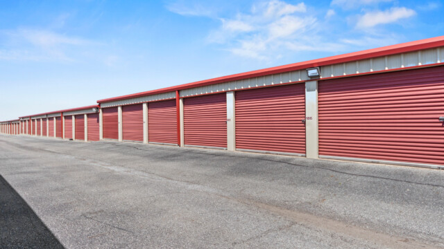 drive-up storage units at gated Storage Depot facility in Aubrey TX