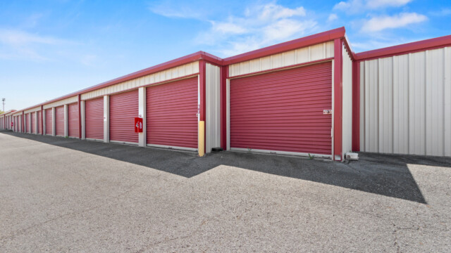 drive-up storage units at gated Storage Depot facility in Aubrey TX