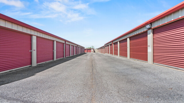 drive-up storage units at gated Storage Depot facility in Aubrey TX