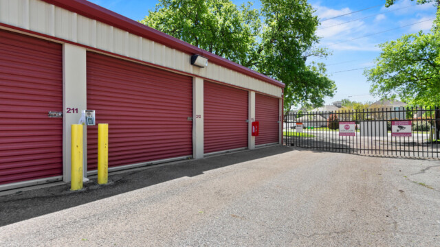 drive-up storage units at gated Storage Depot facility in Aubrey TX