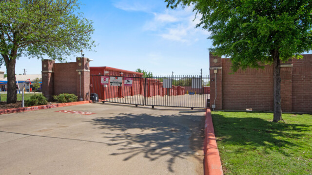 gated entrance to Storage Depot in Flower Mound, TX