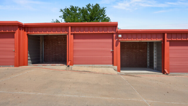 open drive-up storage units at Storage Depot in Flower Mound, TX