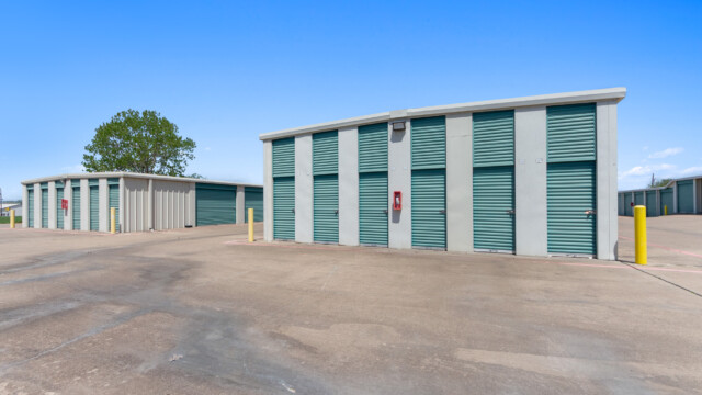 rows of drive-up storage units at Storage Depot in Wylie, TX