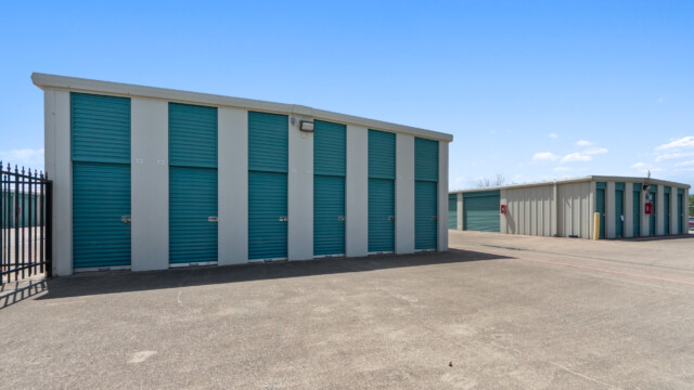 rows of drive-up storage units at Storage Depot in Wylie, TX